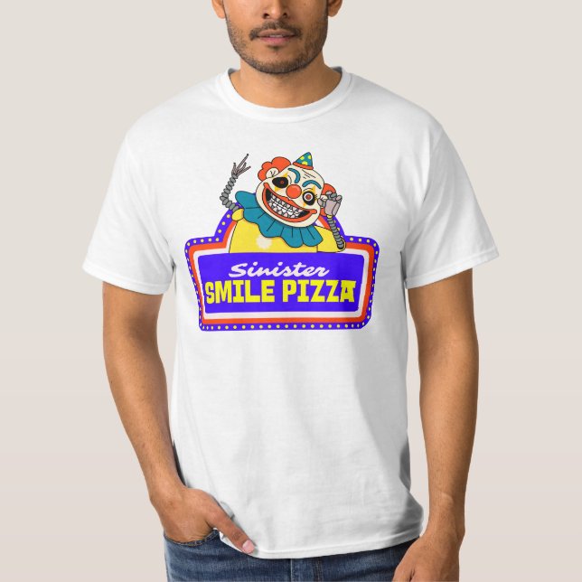 Sinister Smile Pizza T Shirt (Framsida)