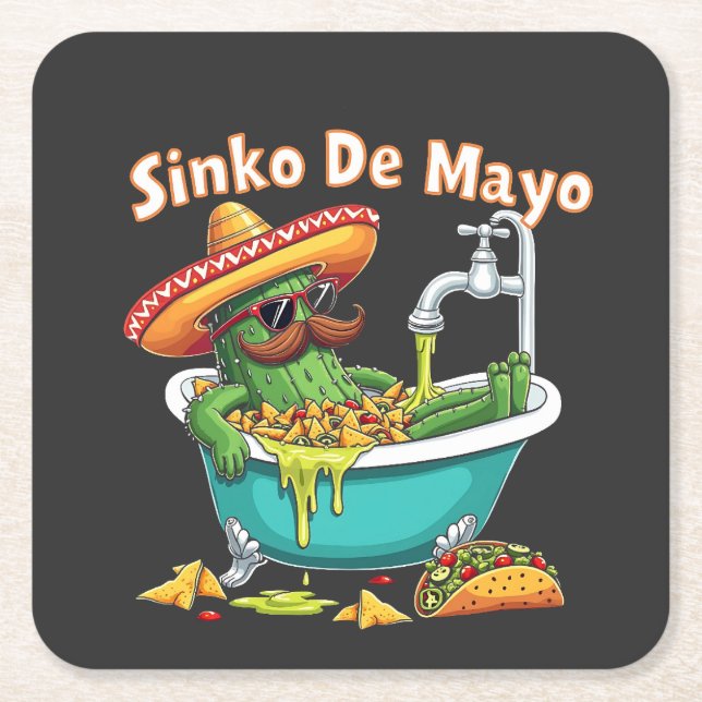 Sinko de Mayo"Funny Cinco de Mayo Cactus Underlägg Papper Kvadrat (Framsidan)