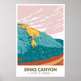 Sinks Canyon State Park Wyoming Vintage Poster