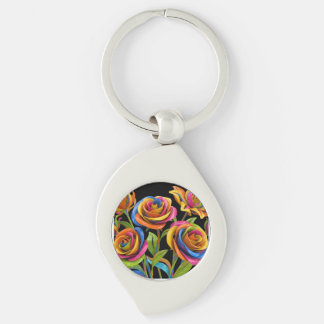 Sinnesblommor Swirl Silverfärgad Nyckelring