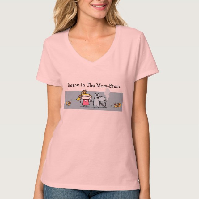 Sinnessjukt i skjortan för Mamma-Hjärna Badass T Shirt (Framsida)