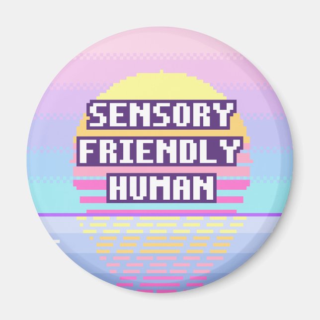 Sinnesvänlig mänsklig neurodivergent pixelmagnet magnet (Framsidan)