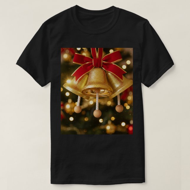Sinos de Natal Dourados T Shirt (Design framsida)