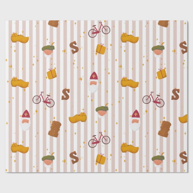 Sint and Piet Themed Wrapping Paper Presentpapper (Platt)