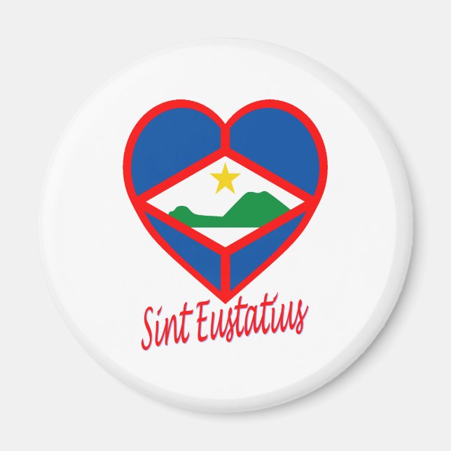 Sint Eustatius Flagga Heart Magnet (Framsidan)