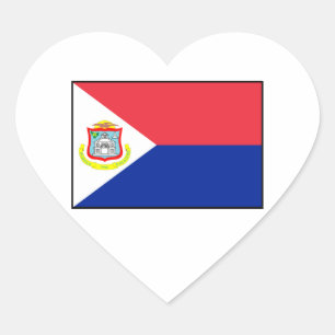 Sint Maarten Flagga Hjärtformat Klistermärke
