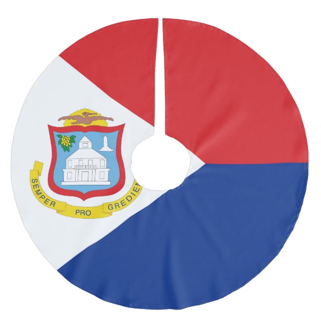 Sint Maarten flagga Julgransmatta Borstad Polyester (Framsidan)