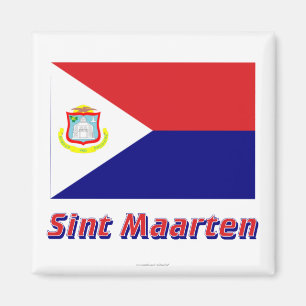 Sint Maarten flagga med namn Magnet