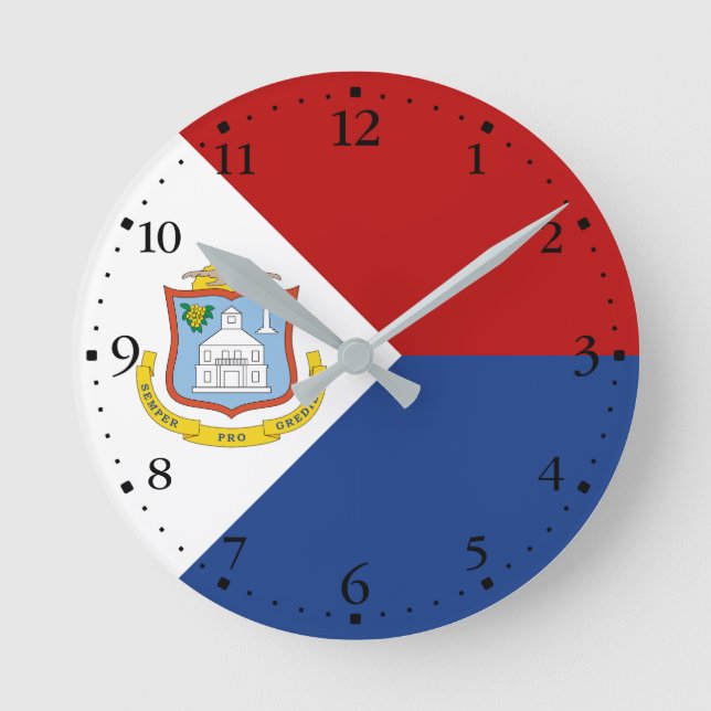 Sint Maarten-flagga Rund Klocka (Framsida)