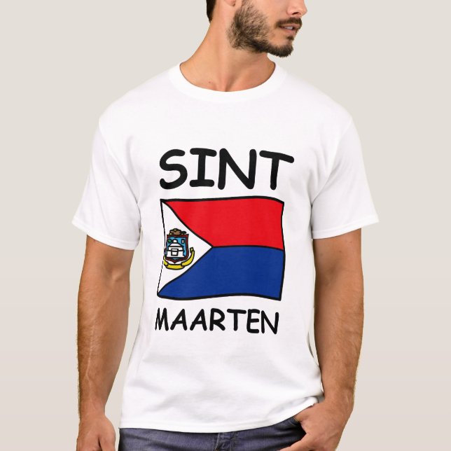 Sint Maarten flagga T Shirt (Framsida)