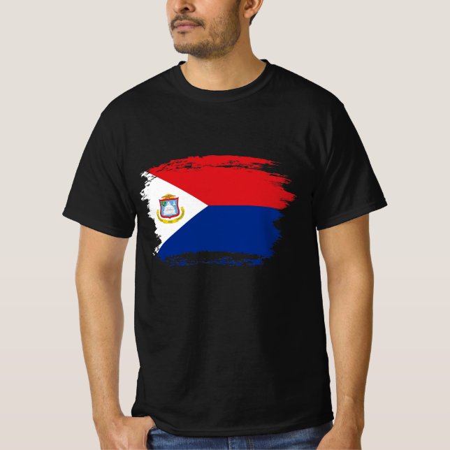 Sint Maarten flagga T Shirt (Framsida)