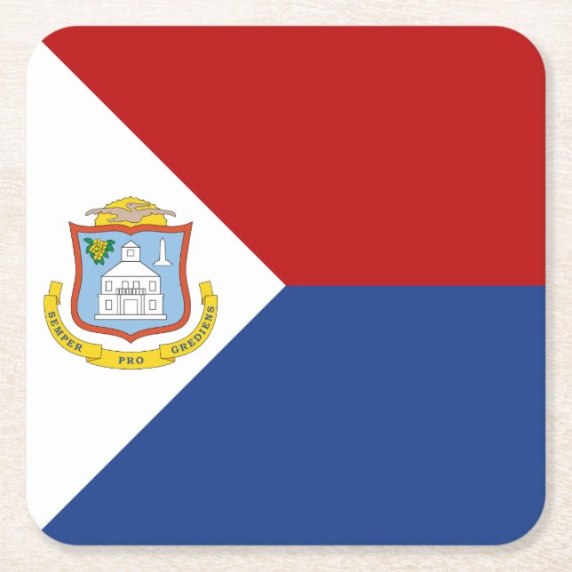 Sint Maarten-flagga Underlägg Papper Kvadrat (Framsidan)