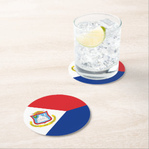 Sint Maarten flagga Underlägg Papper Rund