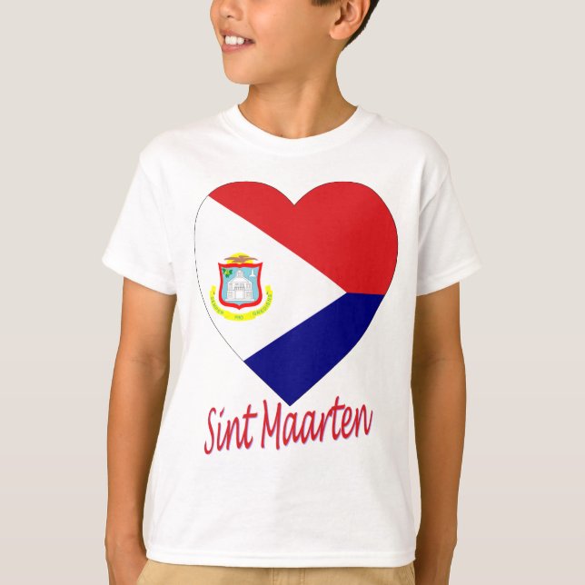 Sint Maarten flaggahjärta T-shirt (Framsida)