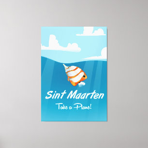 Sint Maarten helgdag reseaffisch tecknad. Canvastryck