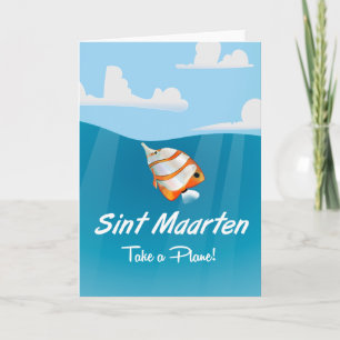Sint Maarten helgdag reseaffisch tecknad. Helgkort