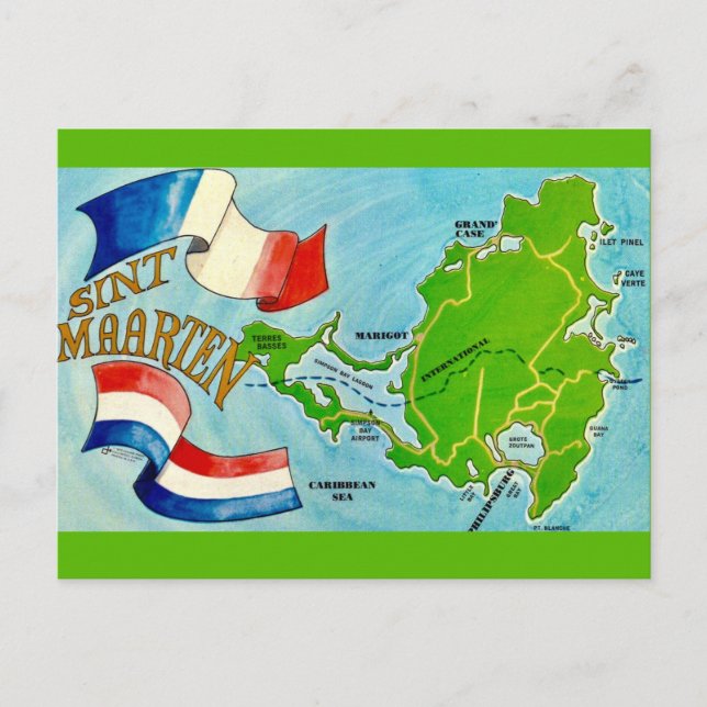 Sint Maarten Ö-postkortskarta  Vykort (Framsida)