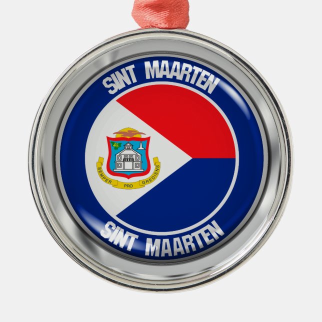 Sint Maarten Round Emblem Julgransprydnad Metall (Framsidan)