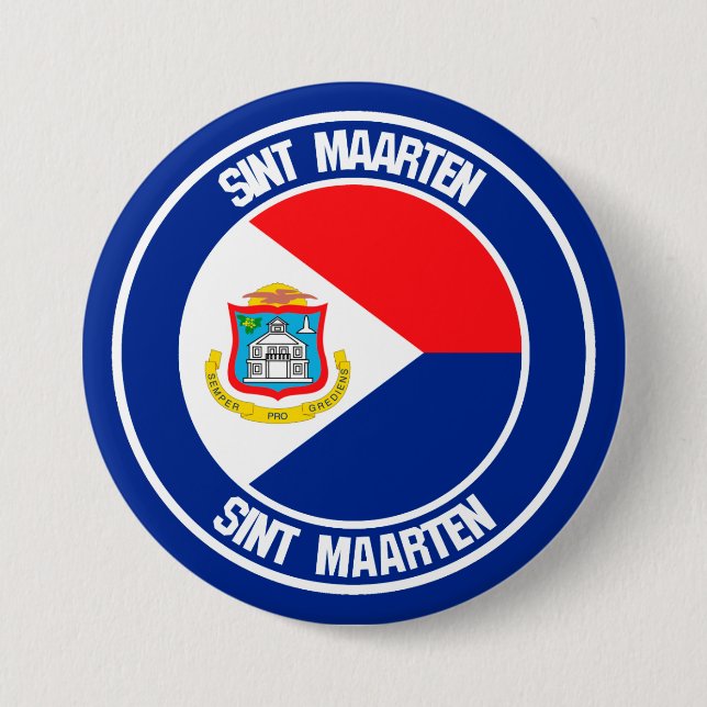 Sint Maarten Round Emblem Knapp (Framsida)