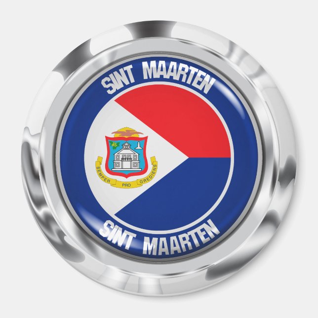 Sint Maarten Round Emblem Magnet (Framsidan)