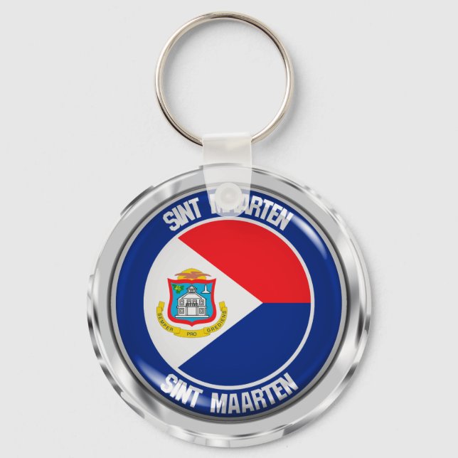 Sint Maarten Round Emblem Nyckelring (Framsida)