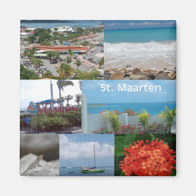 Sint Maarten-Saint Maarten Photo Collage Magnet (Framsidan)