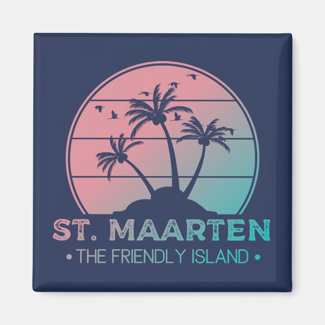 Sint. Maarten | Sint Martin Retro Gradient Magnet (Framsidan)