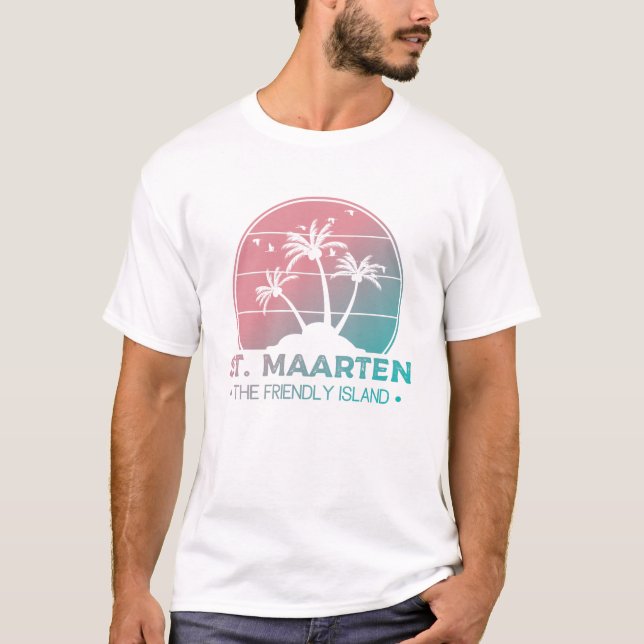 Sint. Maarten | Sint Martin Retro Gradient T Shirt (Framsida)