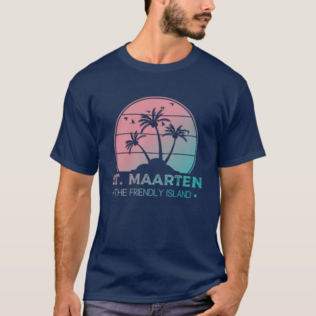 Sint. Maarten | Sint Martin Retro Gradient T Shirt (Framsida)