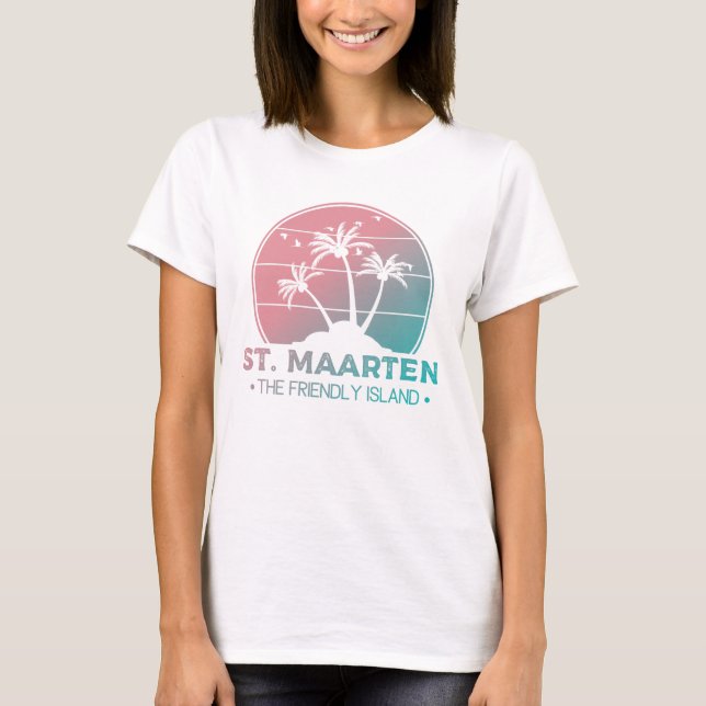 Sint. Maarten | Sint Martin Retro Gradient T Shirt (Framsida)