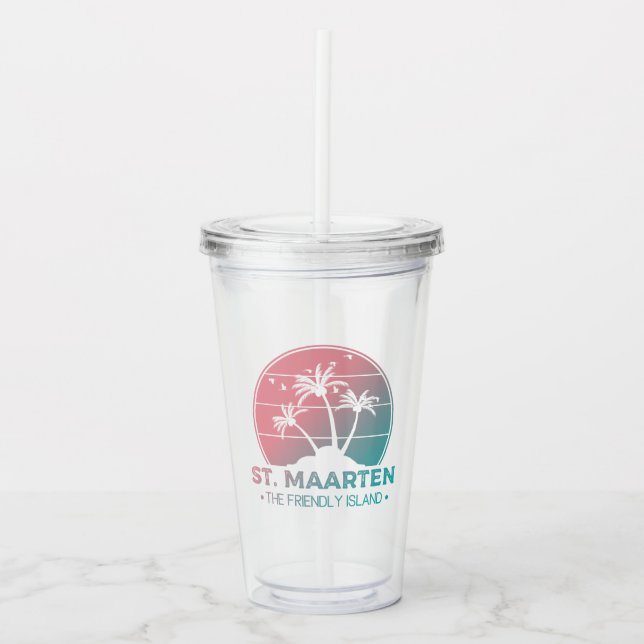 Sint. Maarten | Sint Martin Retro Gradient Take Away Mugg (Framsida)
