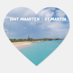 Sint Maarten - St. Martin Beach Scene Hjärtformat Klistermärke