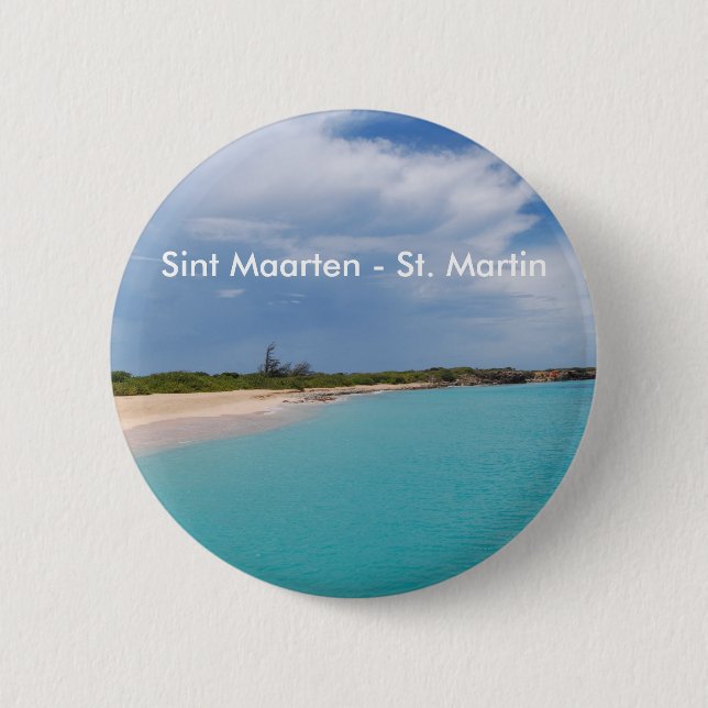 Sint Maarten - St. Martin Beach Scene Knapp (Framsida)