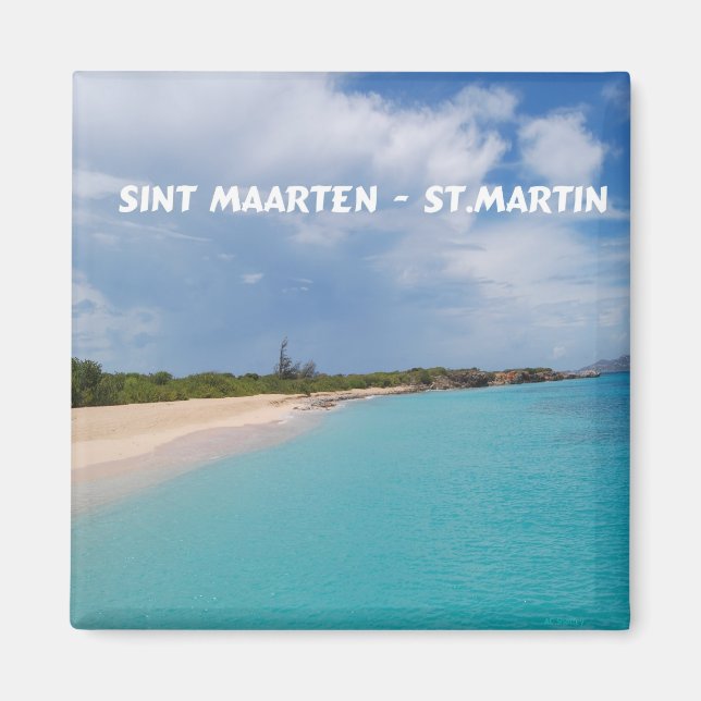 Sint Maarten - St. Martin Beach Scene Magnet (Framsidan)