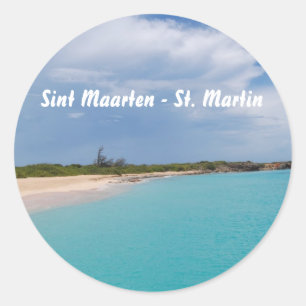 Sint Maarten - St. Martin Beach Scene Runt Klistermärke