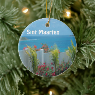 Sint Maarten - St. Martin Ocean Blue-Sjölandskape Julgransprydnad Keramik