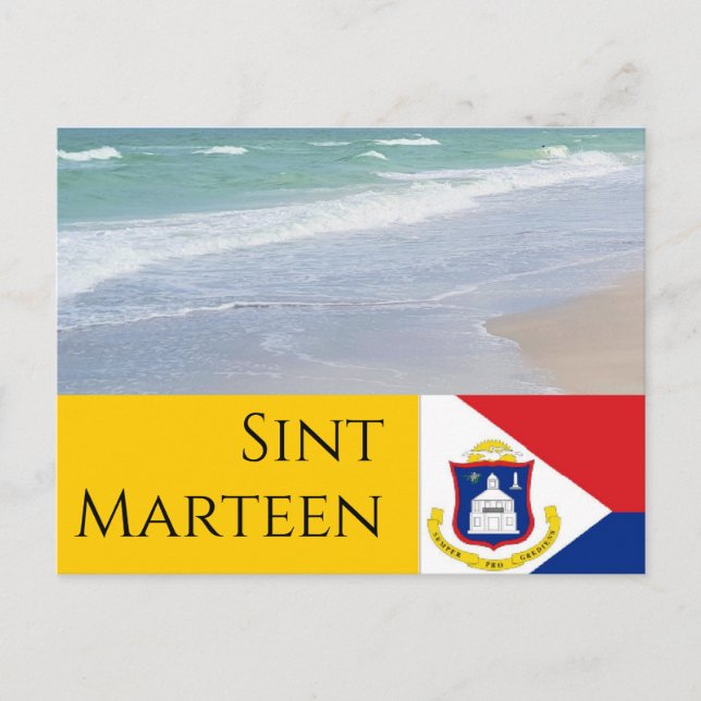 Sint Marton St Martin flagga och stränder Vykort (Framsida)