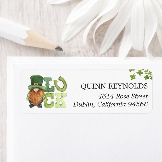 Sint. Patrick's Day Leprechaun Return Address Labe Returadress Etikett (Insitu)