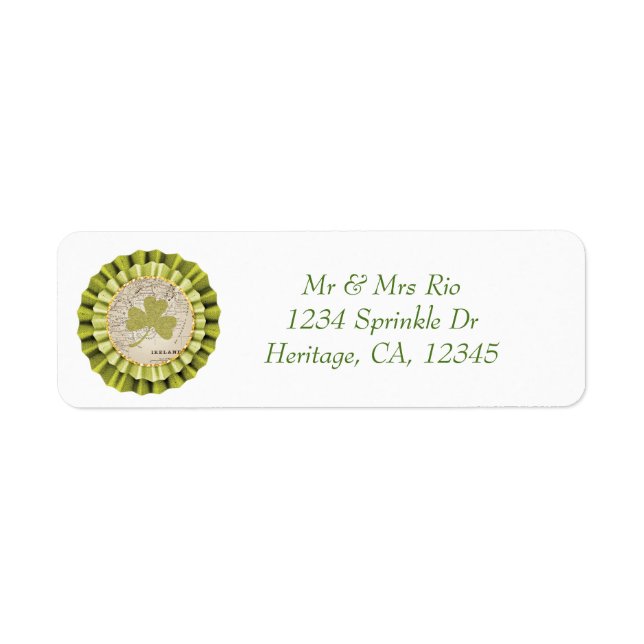 Sint. Patrick's Day Shamrock Löv Address Label Returadress Etikett (Framsidan)