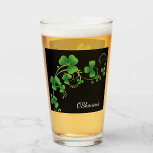 Sint. Patricks Day Vine & Klöver Glass-Custom-namn Glaskopp