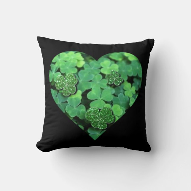Sint. Patties Day, grönt schrock, Irish hearts Kudde (Framsida)