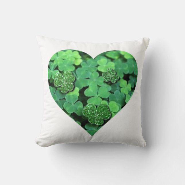 Sint. Patties Day, grönt schrock, Irish hearts Kudde (Framsida)
