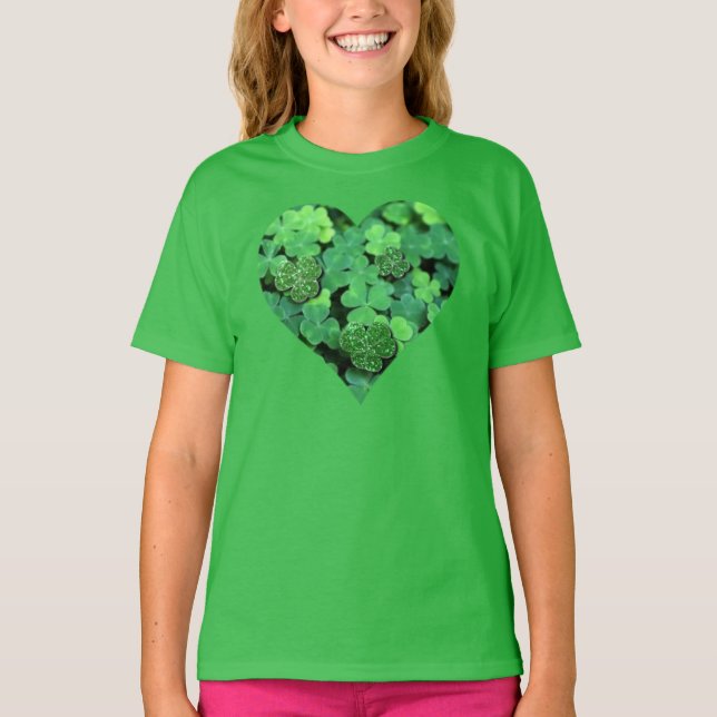 Sint. Patties Day, grönt schrock, Irish hearts T Shirt (Framsida)