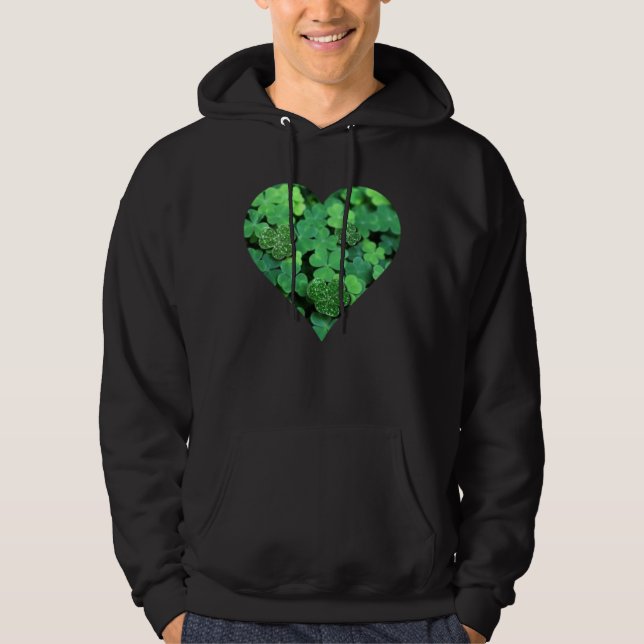 Sint. Patty Day grönt schamprock Irish hearts Hoodie (Framsida)