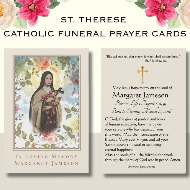 Sint. Therese Catholical Funeral Memorial Heliga C Visitkort (Skapare uppladdad)