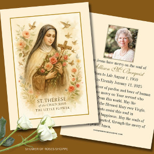 Sint. Therese Catholical Funeral Memorial Heliga C Visitkort