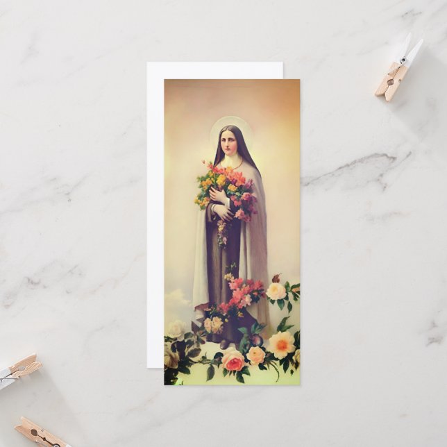 Sint Therese of Lisieux Greeting Card Kort (Fram/Back In Situ)