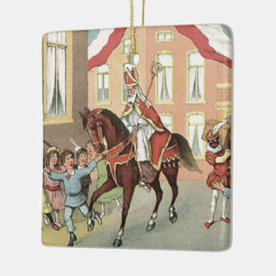 Sinterklaas Dutch St. Nick Vintage St. Nicholas Julgransprydnad Keramik