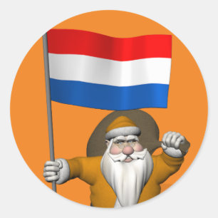 Sinterklaas med ensignen av Nederländerna Runt Klistermärke