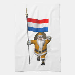 Sinterklaas med flagga av Nederländerna Kökshandduk